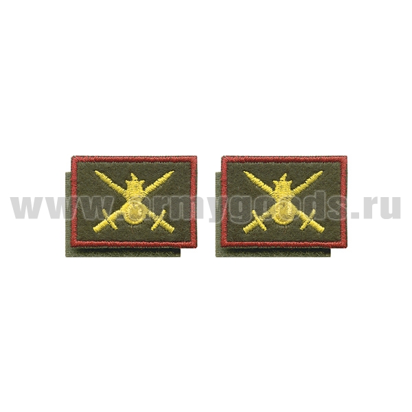 Нашивки вышит. Сухопутные войска (нов/обр) оливк. фон, красный кант петличные эмблемы на липучке 