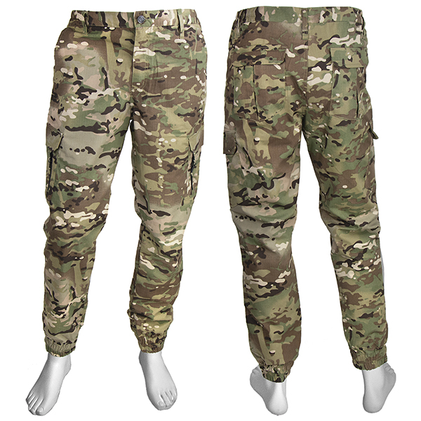 Брюки тактические (низ на резинке) (35% хлопок, 65% полиэстер) "мультикам"