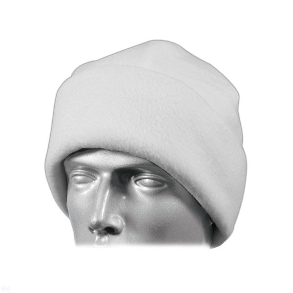 Шапка флисовая двухслойная с отворотом белая