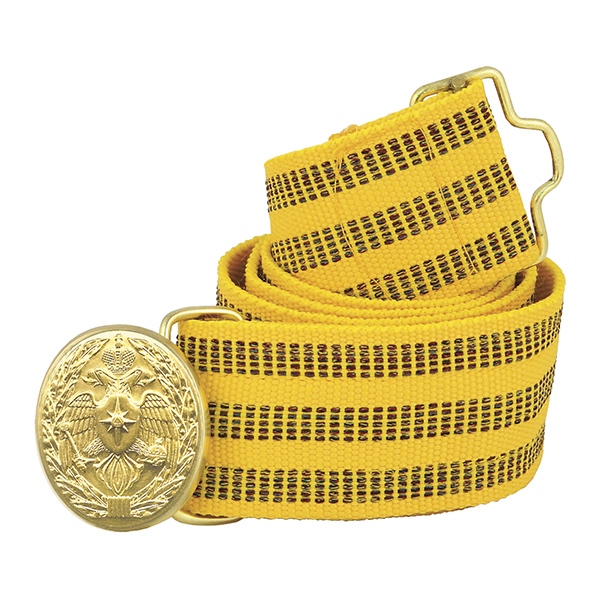 Ремень парадный офиц.  желтый шелковый (пряжка с орлом МЧС)