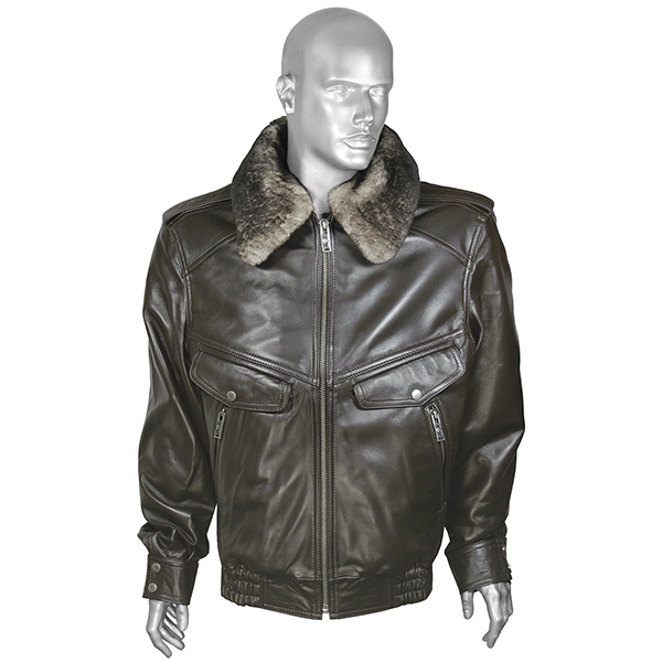 Кртк д/с ВВС кожаная коричневая с меховым воротником (овчина) р-ры с 62