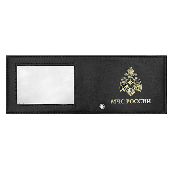 Обложка кож. под удост. с отв. д/цеп. МЧС России окно (цвет по наличию на складе)