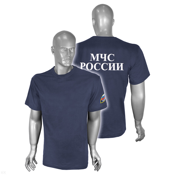 Футболка с надп. краской МЧС России синяя темная р-ры с 62