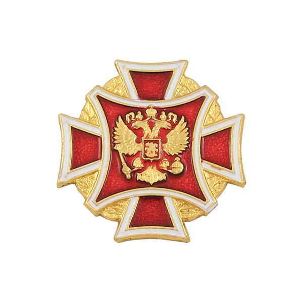 Значок мет. Красный крест с орлом РФ (d=2.5 см)