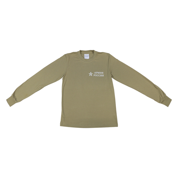 Фуфайка лет. х/б кулирка песочная нов/обр с надп. белой краской Армия России (со звездой) к костюму офисному детская