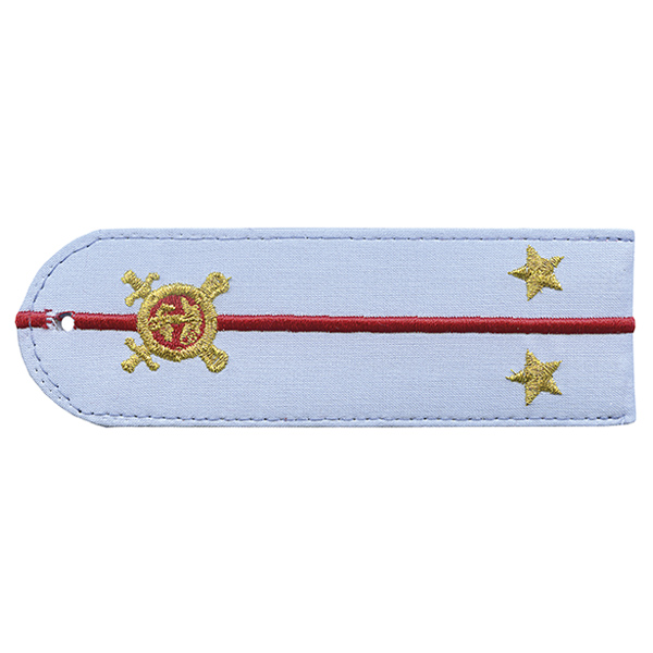 Погоны «машинная вышивка» из рубаш. ткани Полиция без канта бледно-голуб. с вышит. эмблемой (лейтенант) пластик