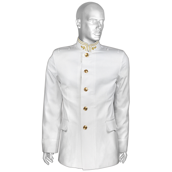 Китель мужской ВМФ парадный белый (воротник-стойка) "маломерка" только под заказ р-ры с 62