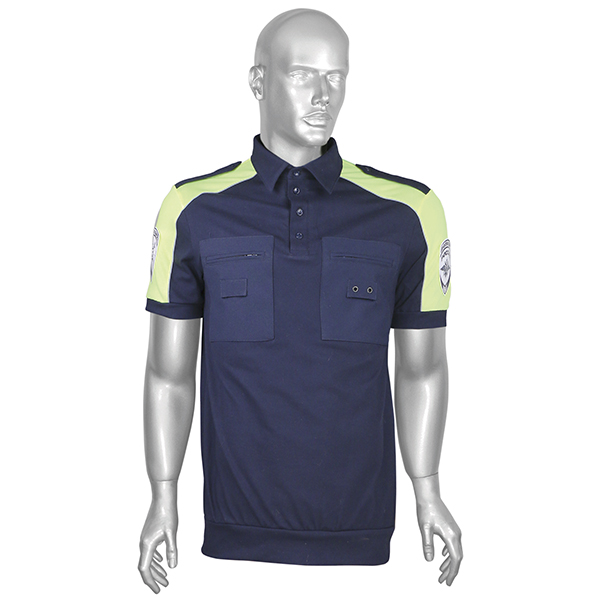 Рубашка поло ДПС М-535 тип А (95% хлопок, 5% лайкра) кор. рук. со световозвращающими шевронами (желтые вставки)