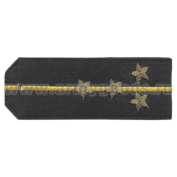 Погоны из рубаш. ткани черн. (Rip-Stop) c 1 вышит. желт. пр. вышит. канит. (капитан) на костюм офисный