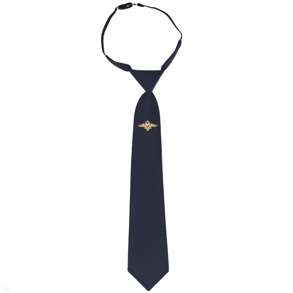 Галстук-регат с вышивкой темно-синий с орлом МВД (Полиция) (ткань п/ш уставная галстучная арт. 2362)