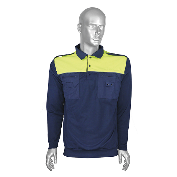 Рубашка поло ДПС (100% полиэфир) дл. рук. (без липучек и шевронов) желтые вставки