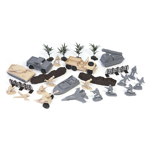 Набор игрушек пластмассовых "Береговая оборона" (солдаты 12 шт, танк, лодка, машина 2 шт, самолет и т.д.)