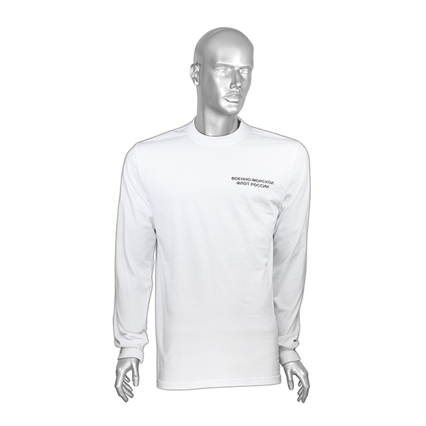 Фуфайка лет. х/б кулирка белая с надп. черн. краской Военно-морской флот России (к костюму офисному уставная)