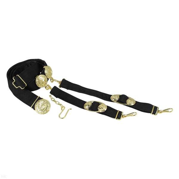 Ремень парадный офиц. ВМФ черный с подвесками под кортик