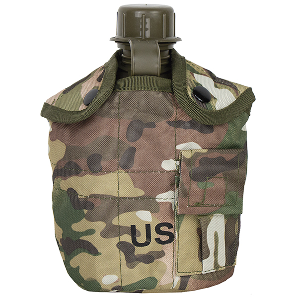 Фляга НАТО пластиковая (с мет. котелком) в чехле "мультикам"