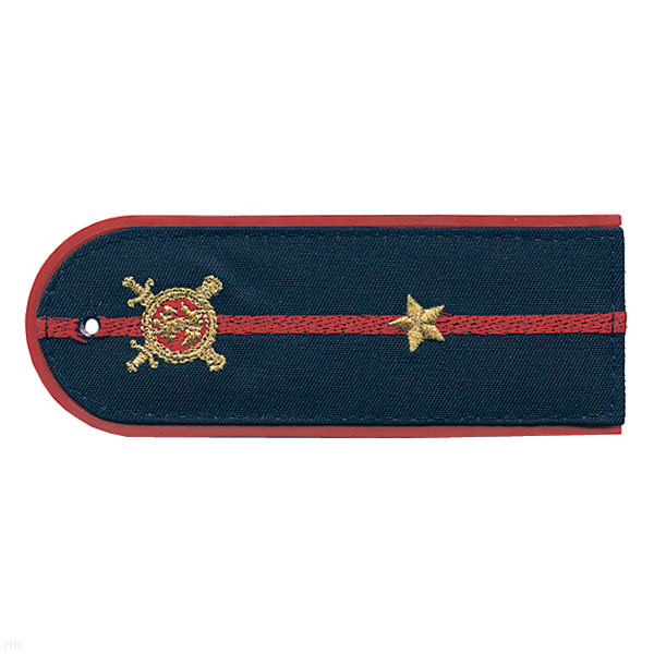 Погоны «машинная вышивка» из рубаш. ткани Полиция темно-синие с вышит. эмблемой (младший лейтенант) пластик