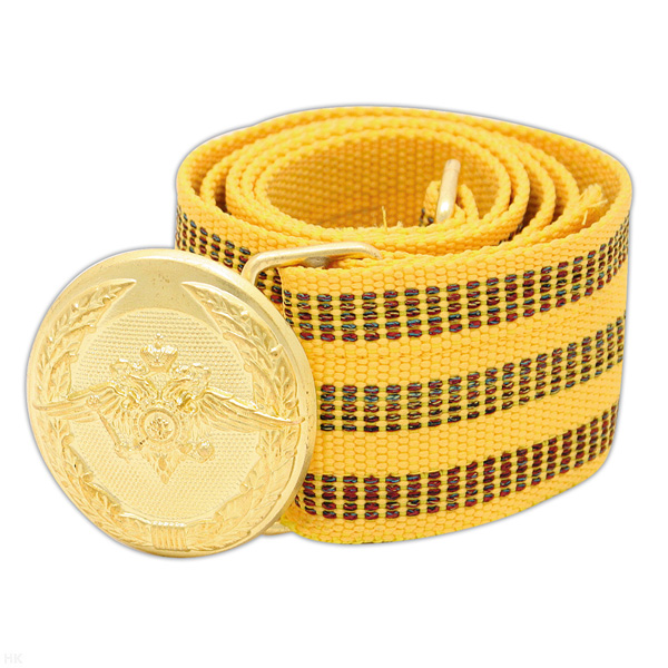 Ремень парадный офиц.  желтый шелковый (пряжка с орлом МВД)