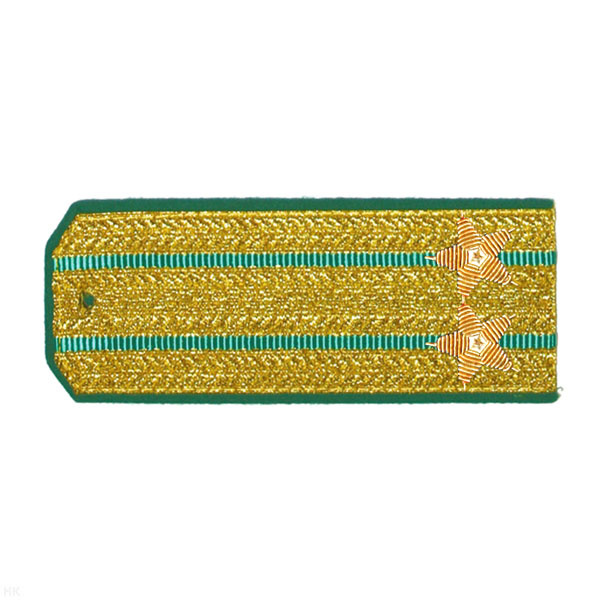 Погоны парадные золотые (металлиз.) с 2 зел. просв., вышит. канителью (подполковник)