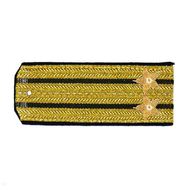 Погоны парадные золотые (металлиз.) с 2 черн.и просв., вышит. канителью (подполковник)