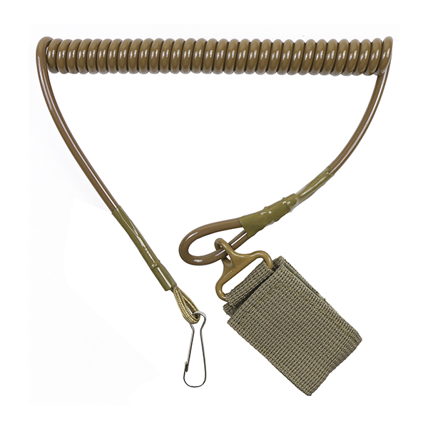 Шнур страховочный кевларовый с карабином и шлевкой на липучке (бежевый) Китай