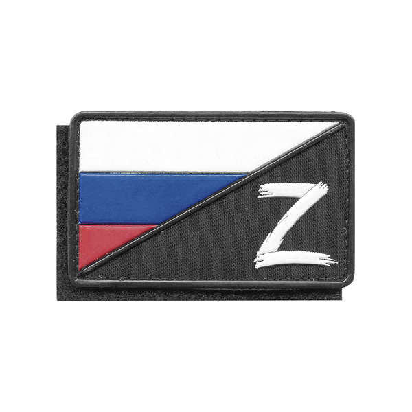 Шеврон пласт на кепку Z (черн фон/флаг РФ) на липучке