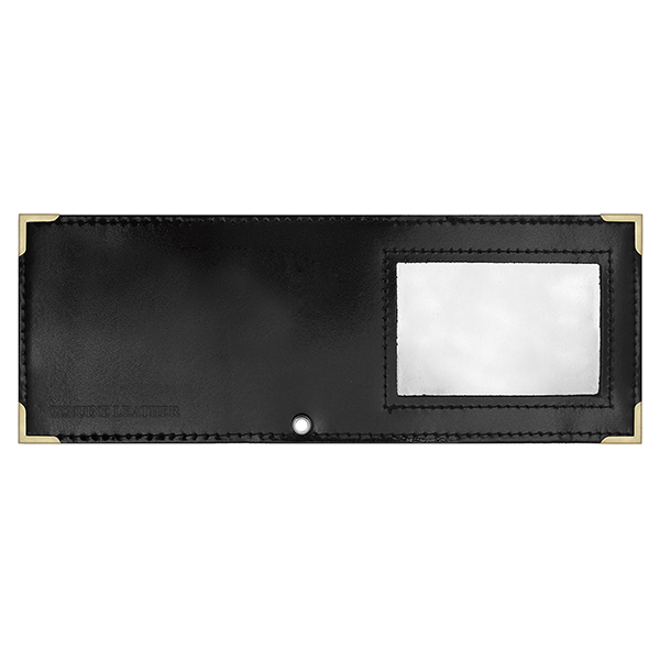 Обложка кожаная под удост. с мет. уголками и отв. д/цеп. на сгибе Окно (цвет по наличию на складе)