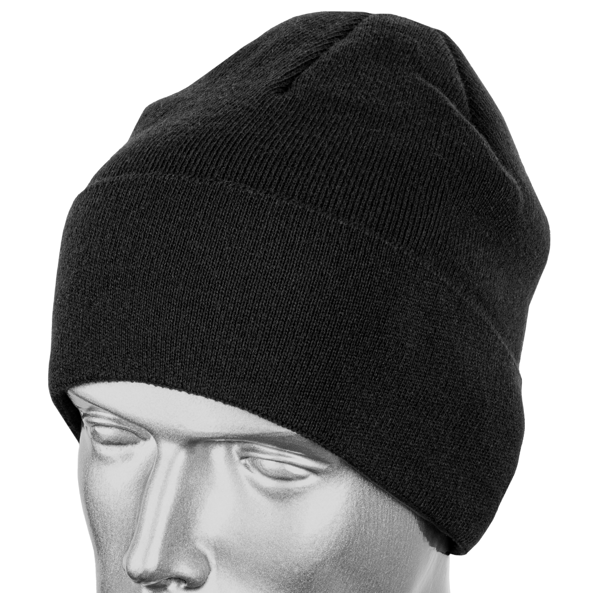 Шапка вязаная п/ш с флисовой подкладкой черная ("шестиклинка")