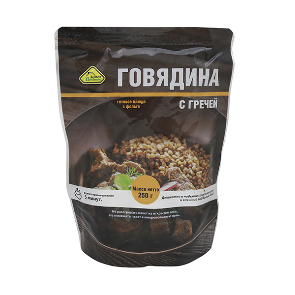 Консервы мясорастительные Говядина с гречей (250 г) (готовое блюдо в фольге)