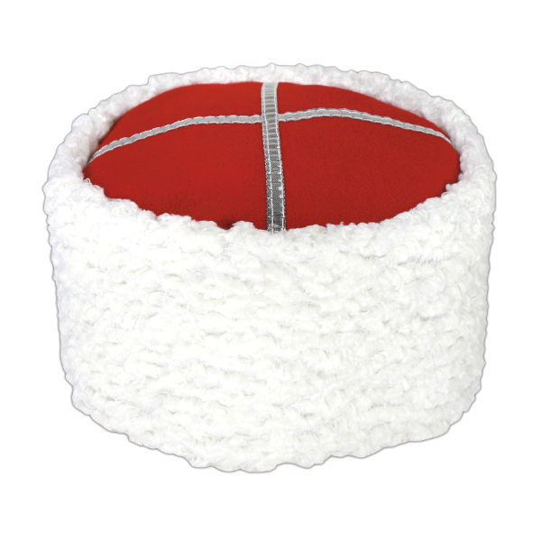 Шапка иск. мех Кубанка белая (красный верх - сукно)