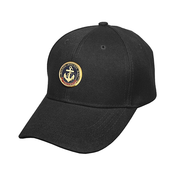 Бейсболка простая черная с мет. накладкой ВМФ (якорь)