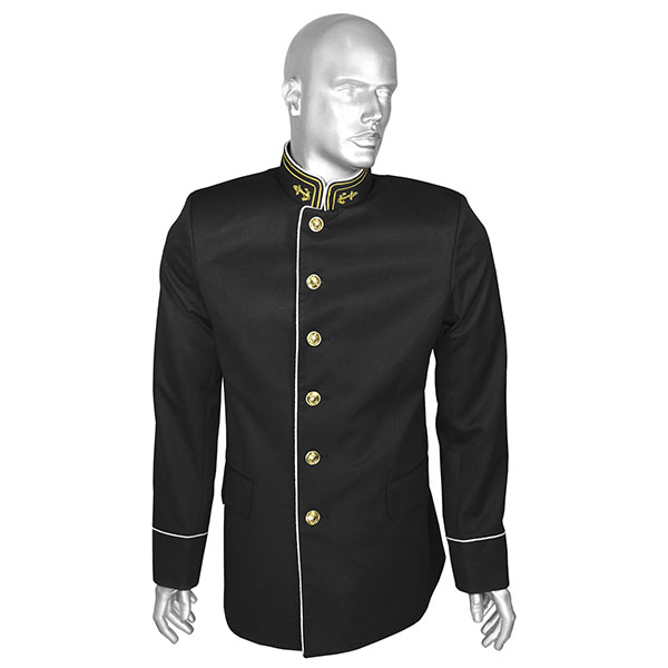 Китель мужской п/ш ВМФ парадный черный (воротник-стойка) ТУ 858-6521-2018 ("маломерка") р-ры с 62