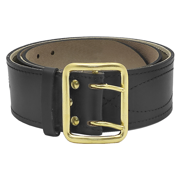 Ремень офиц. кожаный черный (с латунной пряжкой) с юфтевой подкладкой