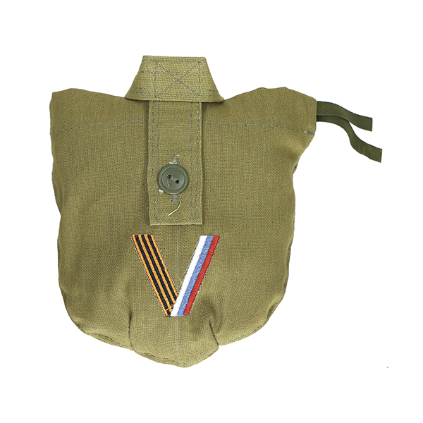 Чехол для фляги оливковый с вышивкой V гвардейской/триколор