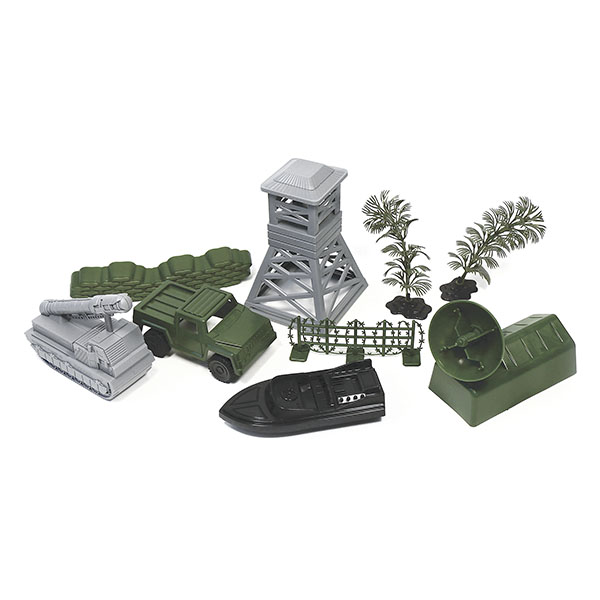 Набор игрушек пластмассовых "Секретный объект" (машина, палатка, лодка, ракетный комплекс и т.д.)