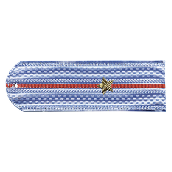 Погоны Полиция нов/обр без канта серо-голуб. вышит. канителью (мл. лейтенант) на пластике