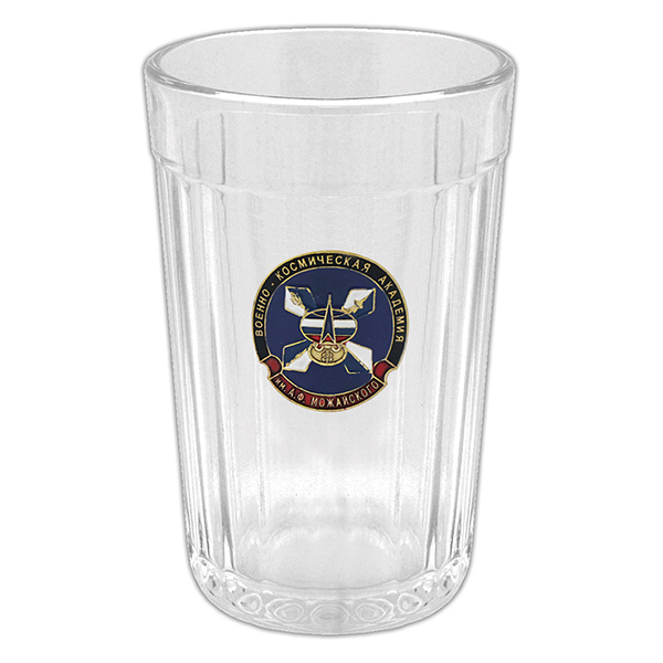 Стакан стеклянный граненый с накладкой Военно-космическая академия имени А.Ф. Можайского
