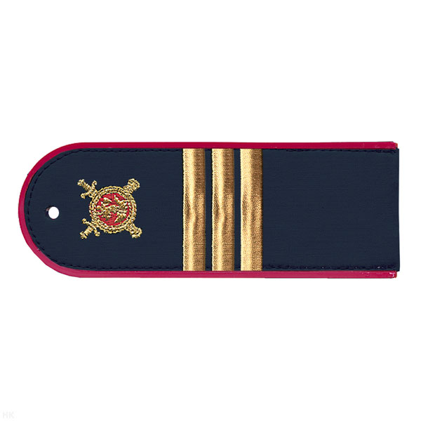 Погоны «машинная вышивка» из рубаш. ткани Полиция темно-синие с вышит. эмблемой (сержант) пластик