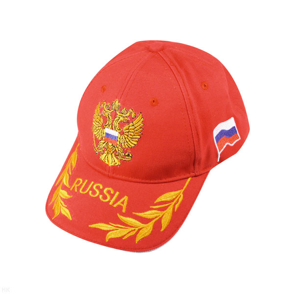 Бейсболка супервышивка Russia с орлом красная