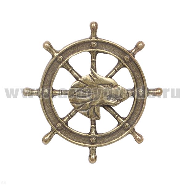 Значок мет. Волк на фоне штурвала (1 накладка)