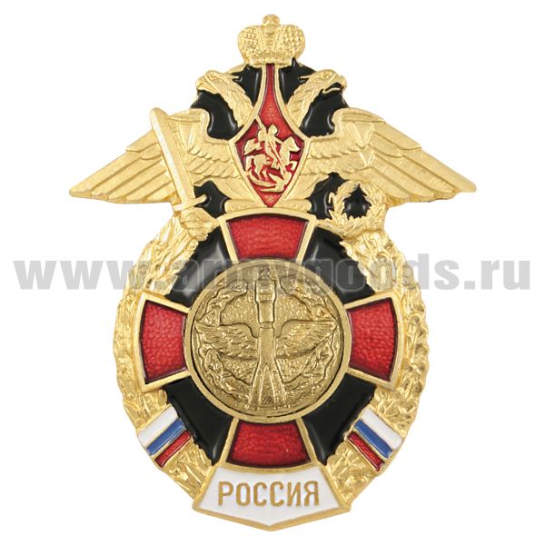 Значок мет. ВКС (серия Россия (красный крест в венке) ст/обр