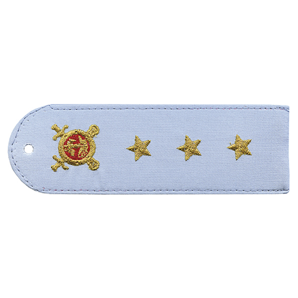 Погоны «машинная вышивка» из рубаш. ткани Полиция без канта бледно-голуб. с вышит. эмблемой (старший прапорщик) пластик
