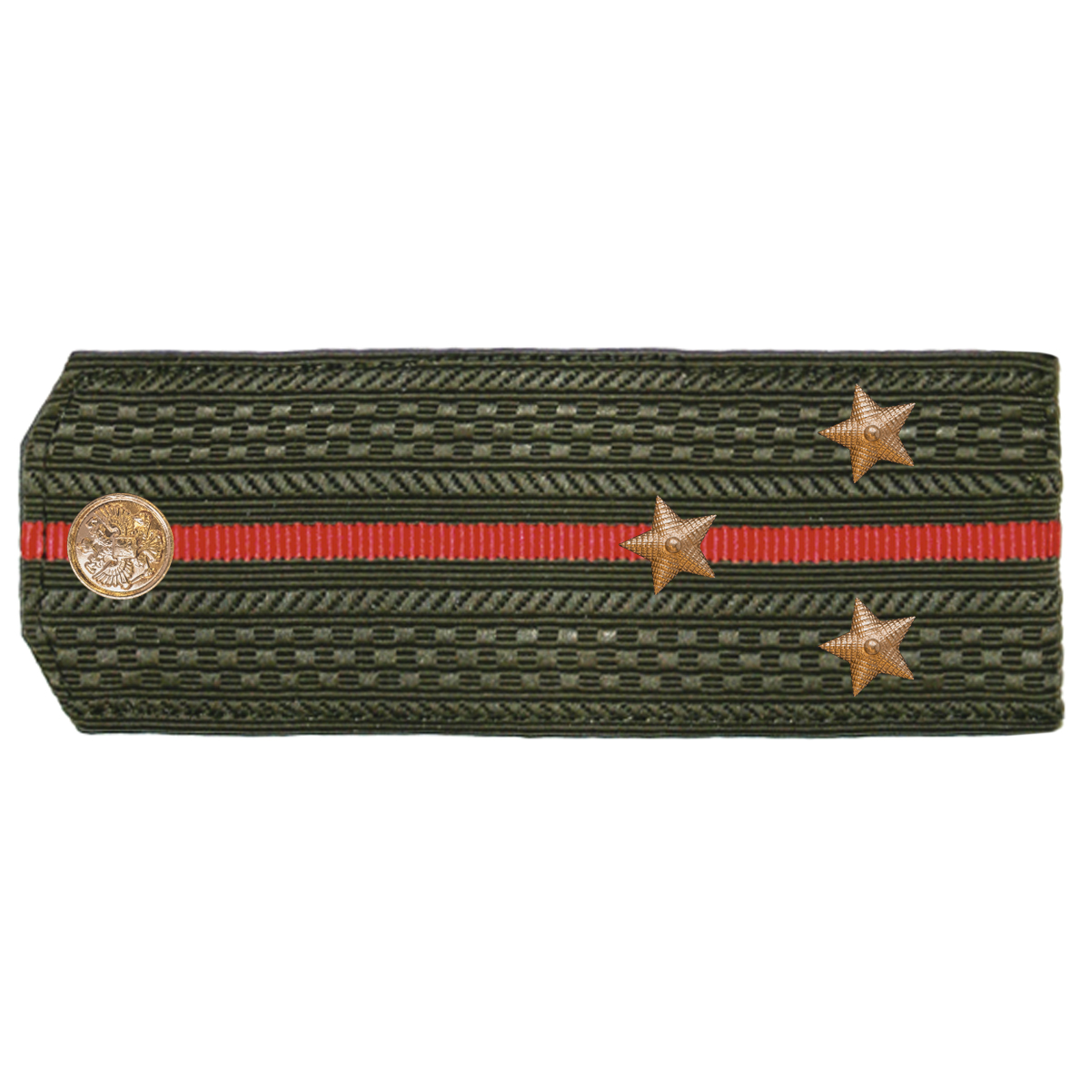 Погоны оливк. 1 красный просвет, укомпл. мет. фурнитурой (ст. лейтенант) пластик