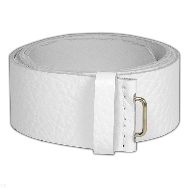 Ремень солд. кожаный белый без бляхи