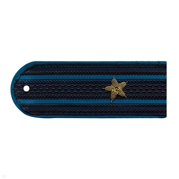 Погоны Юстиция н/о темно-синие (васильк. кант) 2 васильк. пр. вышит. канителью (майор)