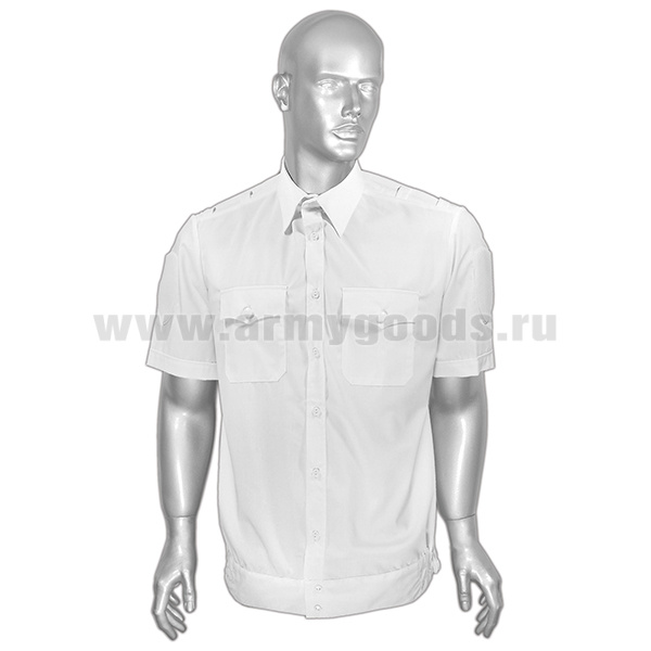 Рубашка мужская (кор.рук.) белая Полиция c липучками для шевронов