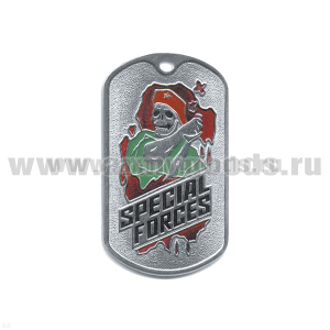 Жетон (нерж. ст., эмал.) Specilal forces (скелет в крап. берете с кинжалом)