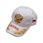 Бейсболка супервышивка Russia с орлом белая