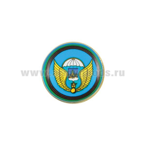 Значок мет. В.ч. 71211 (ВДВ, Кострома) (мал., круглый, смола, на пимсе) в виде шеврона