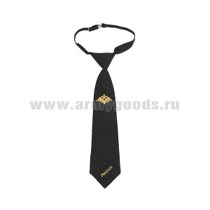 Галстук-регат с вышивкой черн. с орлом РА укороченный кадетский п/э