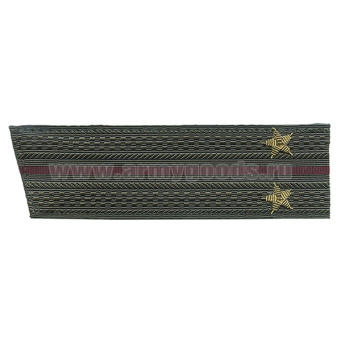 Погоны ВВ оливк. с 1 крапов. просв., вышит. канителью (лейтенант) со скосом